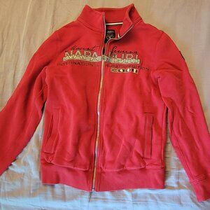 NAPAPIJRI zip-up turtleneck sweater inner fleece RED